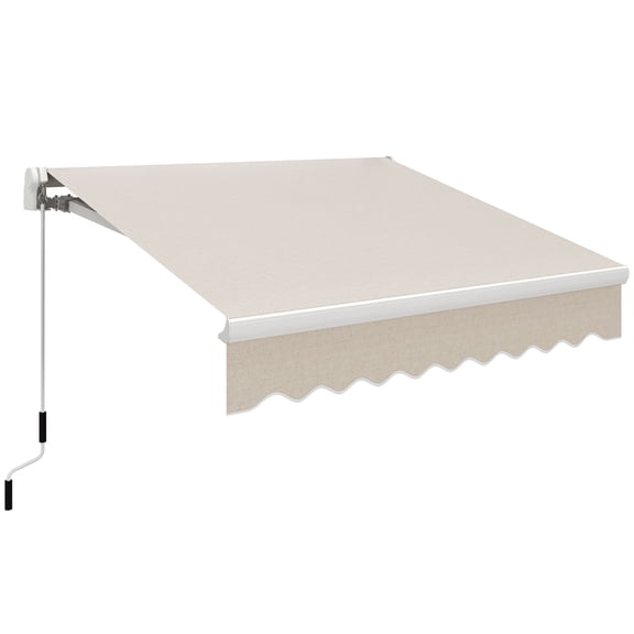 Outsunny Retractable Awning 8' x 6.6' Patio Manual Outdoor Patio Sun Shade w/ Crank Handle Deck Window Cover Beige