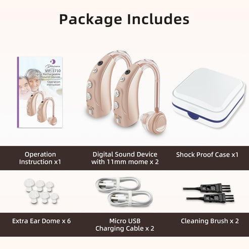 Delmicure Hearing Aids for Seniors, 16-Channel Digital Hearing Aid, Rechargeable, 4-Mode, VHP-1710, 1 Pair
