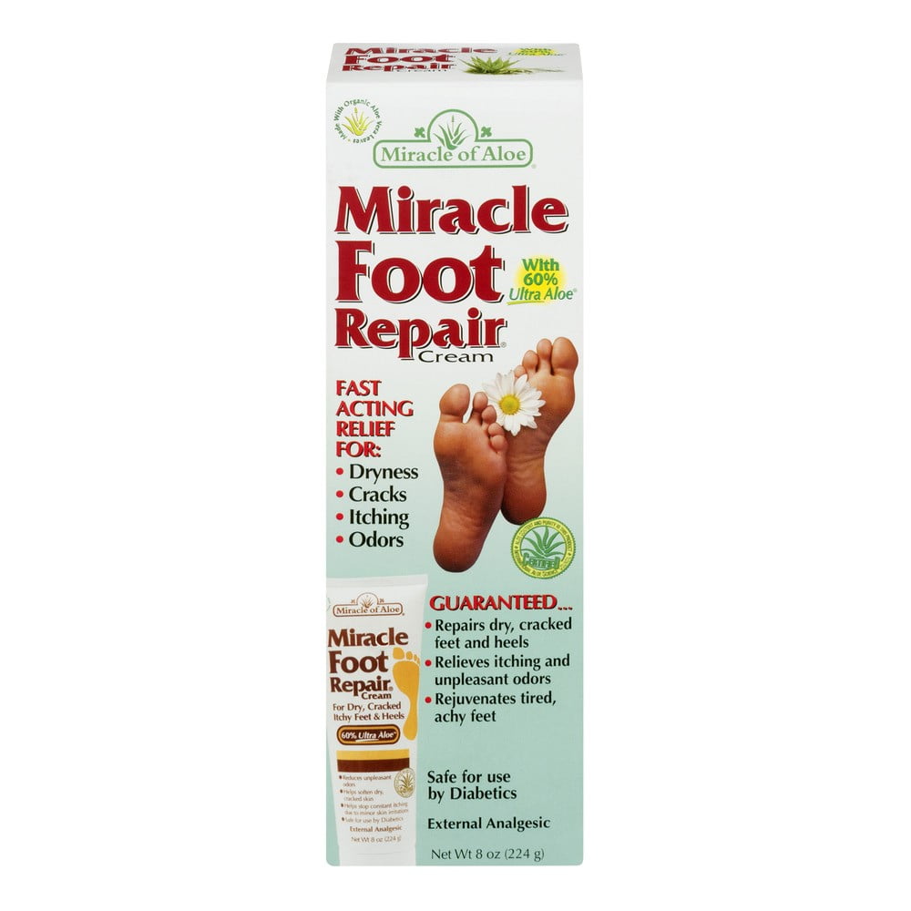 Miracle Foot Repair Cream from Miracle of Aloe, with 60% UltraAloe, As Seen On TV, 8 oz.