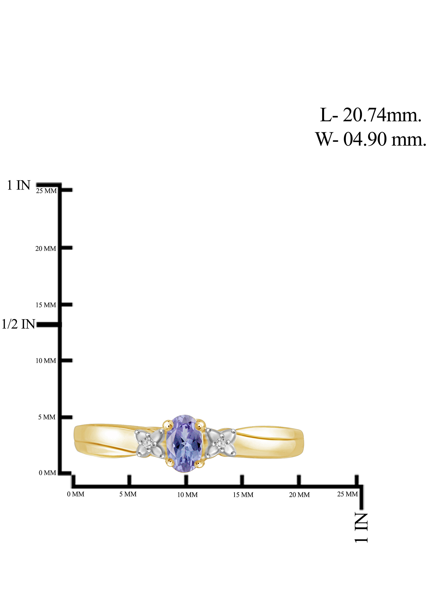 JewelersClub Tanzanite Ring Birthstone Jewelry – 0.25 Carat Tanzanite 14K Gold Plated Silver Ring Jewelry with White Diamond Accent – Gemstone Rings with Hypoallergenic 14K Gold Plated Silver Band