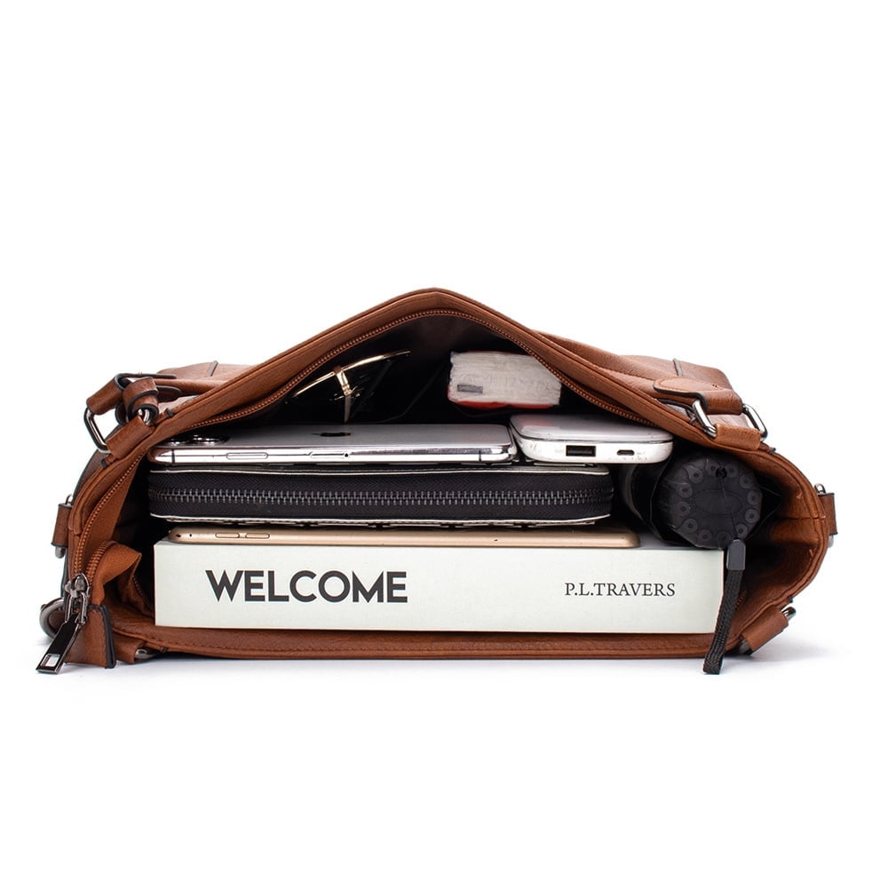 Arcticwind Handheld women's bag,Fashion Crossbody Large Capacity Bag for Women,with Change Purse,Top Handle Bags,Soft PU Leather Multi-Pocket Shoulder Bag Handbag with Adjustable Strap,Brown