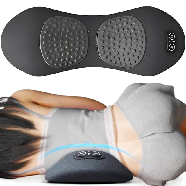 2026 Lower Back Massager,3-in-1 Electric Lumbar Support Pillow with Heat & Massage,3 in 1 Back Massager for Lower Back,Back Massager with Vibration and Traction for for Bed Chair Home Office Use