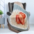 thumbnail image 4 of Oatmeal Soft Flannel Fleece Throw Blanket, Photo of Fresh Strawberries Healthy Food with Milk, Cozy Plush for Indoor and Outdoor Use, 60" x 80", Multicolor, by Ambesonne, 4 of 5