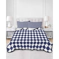 thumbnail image 2 of Quilts Full Size Bedding Set, Blue Plaid Lightweight Quilted Comforter, Modern Minimalist Geometric Gingham Checkered Soft Reversible Bedspread Coverlet with Pillow Covers for All Season, 78" x 90", 2 of 7