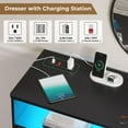 thumbnail image 3 of 6 Drawer Dresser for Bedroom with LED Lights and Charging Station, Large Chest of Drawers for Bedroom Living Room, Black, 3 of 10