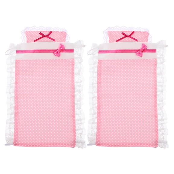 Nestingho 2 Sets Dollhouse Bedding Miniature Doll Bed Blanket And Pillows For Doll Crib And Dollhouse Bedroom