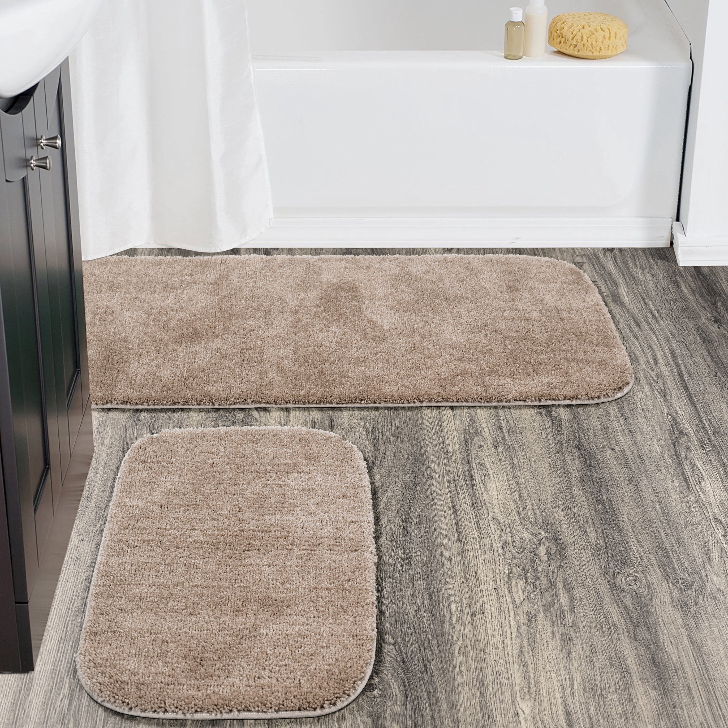 Garland Rug Traditional Washable Bath Rug Set, 2-Piece Set (21"x34" Bath Rug, & 22"x60" Runner)&nbsp;Taupe