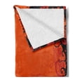 thumbnail image 2 of Spider Web Soft Flannel Fleece Throw Blanket, 3 Halloween Pumpkins Abstract Black Web Pattern Trick or Treat, Cozy Plush for Indoor and Outdoor Use, 50" x 60", Orange Marigold Black, by Ambesonne, 2 of 5