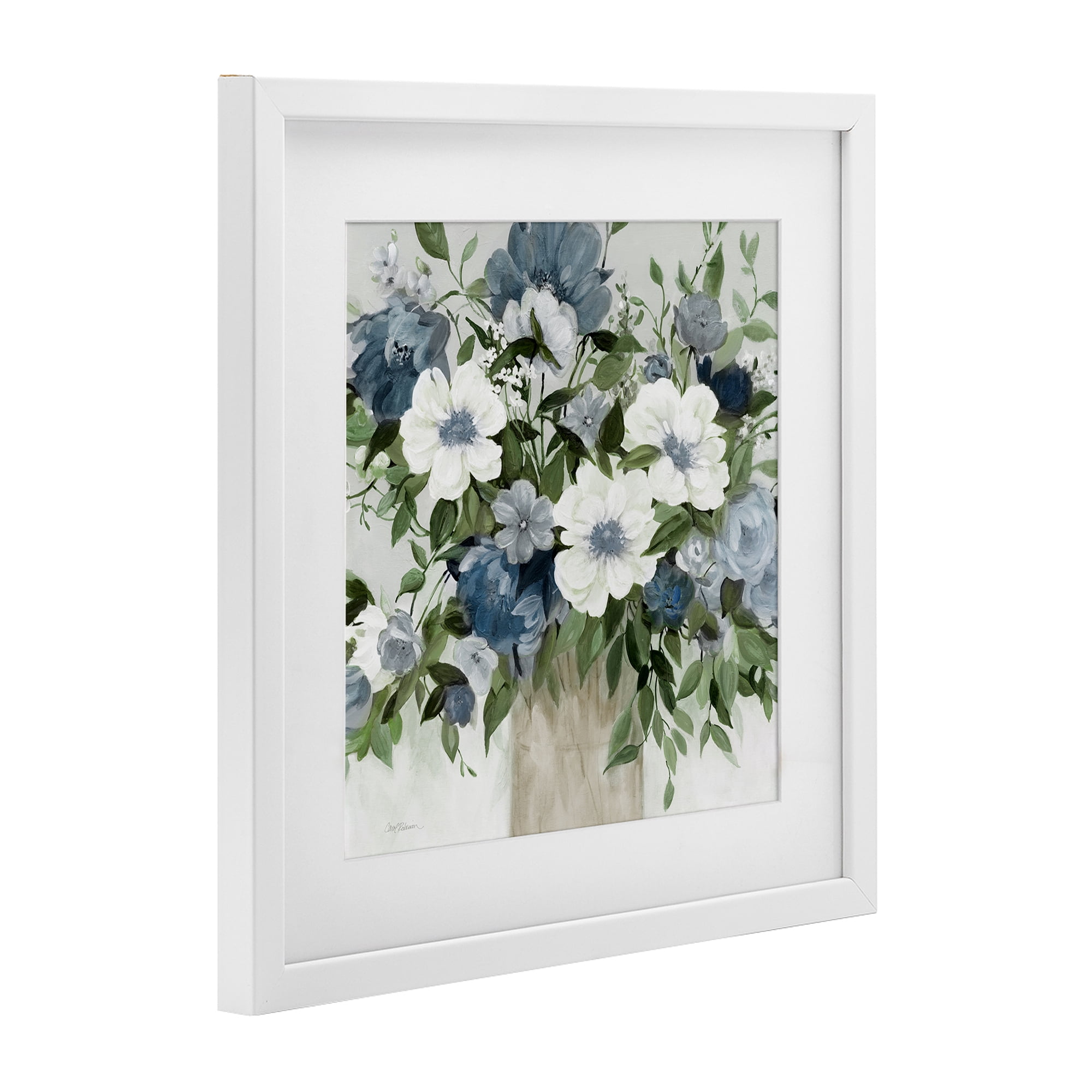 Stupell Industries White & Grey Blossoms White Framed Print Under Glass, design by Carol Robinson