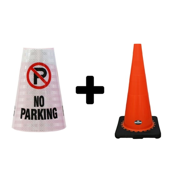 (Set of 16) RK 28" Orange Safety Traffic PVC Cones Black Base with"NO SMOKING" Reflective Message Sleeve (16 Cone, 16 Sleeve)