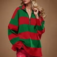 thumbnail image 4 of LOVZFMLL Sweaters for Women, Acrylic V-Neck Ribbed Pullover Striped Color Block Fashion Polo Loose Long Sleeve Tops Warm Fall Winter Clothes, 4 of 8