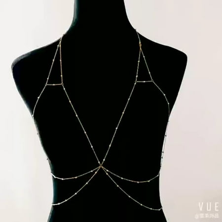 Sexy Body Chain - Sexy Body Decoration Chain ,Simple and retro popular street pattingcopper beads accessories body chain