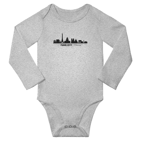 

Paris City France Silhouette Funny Baby Long Sleeve Bodysuit Boy Girl Unisex (Gray 6-12M)