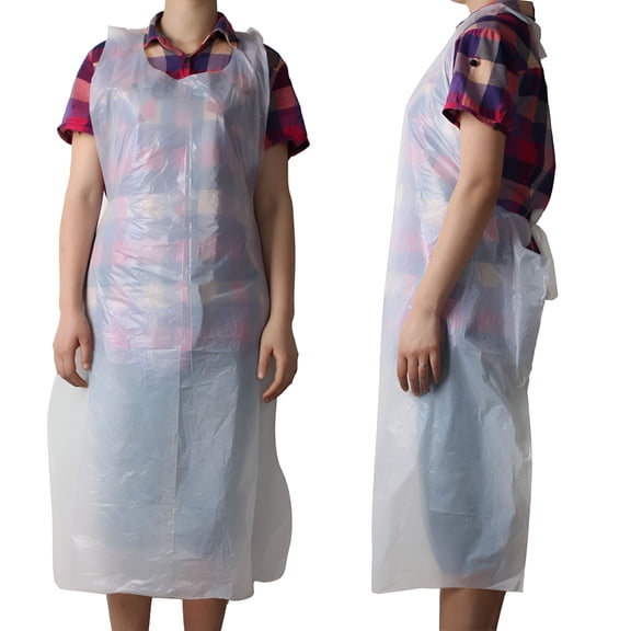 TELOLY 10 Pcs Disposable Aprons,Transparent PE Waterproof Apron for Painting Party,Cooking,Housework,Picnic etc