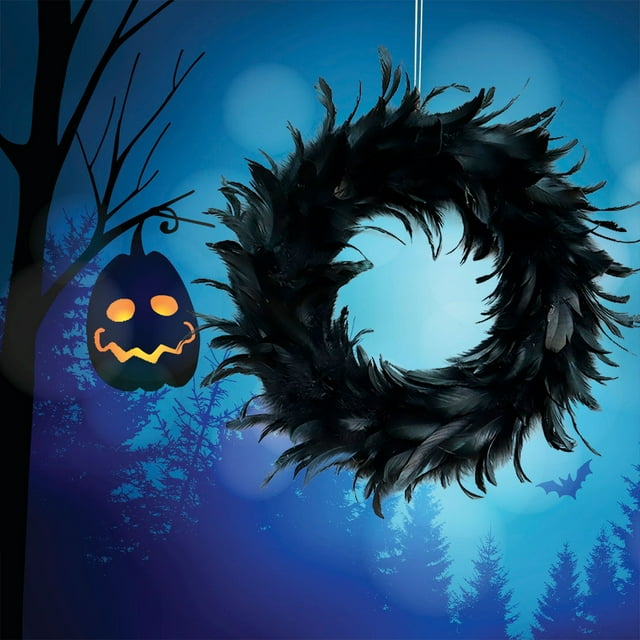 Fwttom Halloween Flower Wreath Wall Door Hanging Festival Party Decor