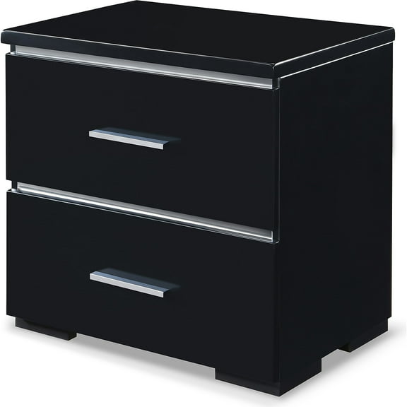 Finch Belmont Contemporary Nightstand End Table with 2 Drawers, Black