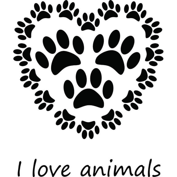 Do It Yourself Wall Decal Sticker I Love Animals Home Bedroom Decoration Peel