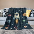 thumbnail image 2 of Creowell Space Astronaut Throw Blanket Soft Flannel Blanket for Baby Girls Boys Space Themed Bedroom Decor Blankets for Couch, Sofa 60x80in, 2 of 6