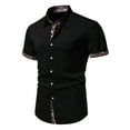thumbnail image 2 of WREESH Men's Button Down Shirts Casual Fashion Short Sleeve with Turn Down Collar and Paisley Print Black, 2 of 9