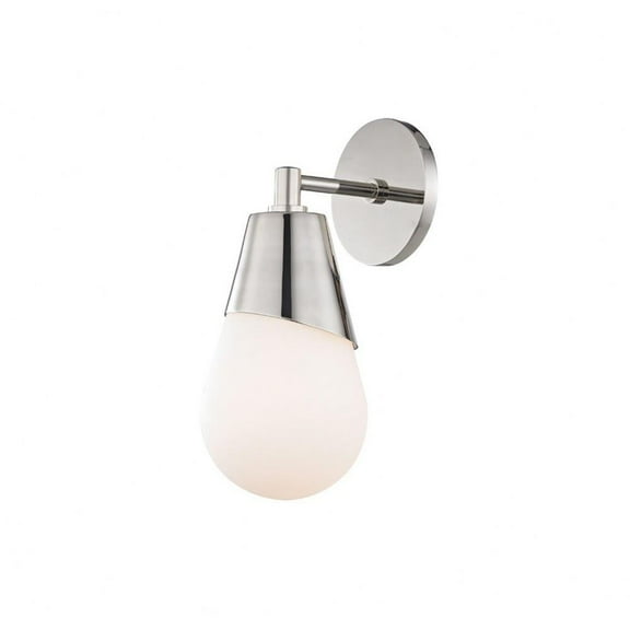 1 Light Contemporary Metal Orb Wall Sconce with White Glass-11.75 inches H By 5 inches W-Polished Nickel Finish Bailey Street Home 735-Bel-2692825