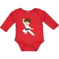 thumbnail image 3 of Inktastic Cute Boy, Brown Hair, Black Belt, Karate Pose Boys Long Sleeve Baby Bodysuit, 3 of 5