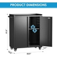 thumbnail image 2 of LEHOME Storage Cabinet with Wheels and Pegboard, Rolling Garage Storage Cabinet with Locking Doors and Adjustable Shelf, Heavy Duty Steel Utility Cabinet for Home Office, Assembly Required, 2 of 8