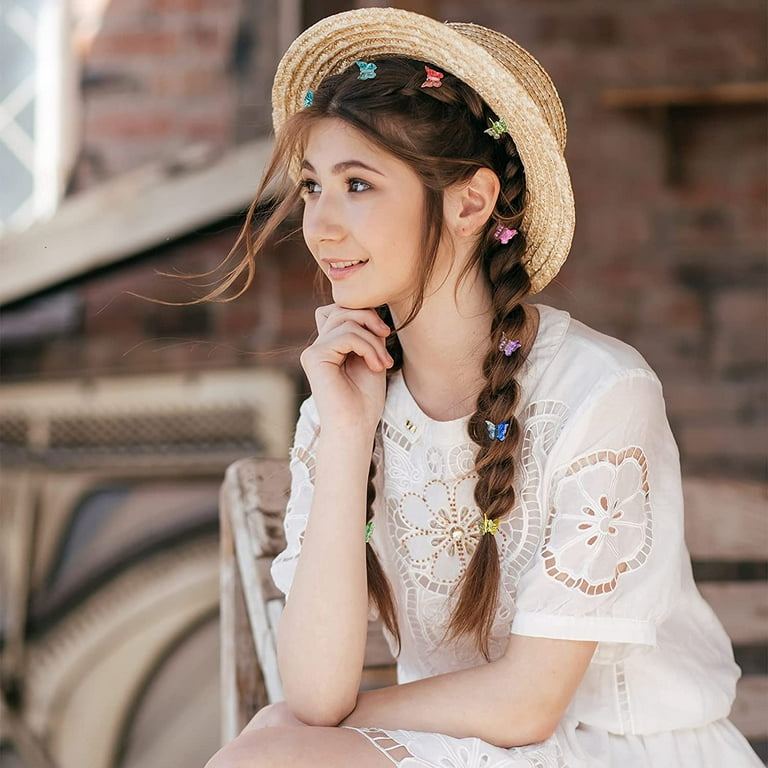 50 Pieces Butterfly Hair Clips Pastel Hair Clips Mini Cute Clips