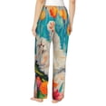 thumbnail image 3 of Goofa Playful Floral Cat Printed Soft Pajama Pants for Women, Wide Leg Comfy Casual Lounge Yoga Pants-X-Large, 3 of 9