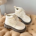 thumbnail image 6 of Girls Cute Ankle Boots Bow Lace Trim Booties with Hook and Loop Kids Fashion Versatile Comfy Short Boots Beige 13 Little Kids, 6 of 7