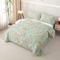 thumbnail image 3 of Erosebridal Watercolor Western Rose Twin Quilt Set for Women Girls, Green Leaf Foliage Print Twin Coverlet Set, 2pcs, 3 of 7