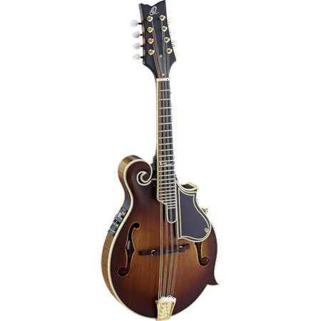 Ortega Guitars RMFE100AVO F-Style Series All Solid Arched Mandolin with F-Holes Solid Spruce Top Solid Flamed Maple Body & Built-in Electronics w/ Free Bag, Distressed Antique Violin Oil Finish