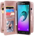 thumbnail image 3 of Compatible with Samsung Galaxy J3 2016/J 3 V/J36V/Sky/Amp Prime Wallet Phone Case Tempered Glass Screen Protector Flip Cover Card Holder Cell for Glaxay Sol J3V JV3 J36 6 J320V J320A Women Rose Gold, 3 of 13
