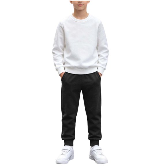 Cethrio Boys Cotton Outfit Sets, 2 Piece Casual Crew Neck Long Sleeve Boys' Clothing Sets Black Size 8
