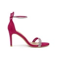 thumbnail image 4 of BLISSFUL STEP Women's Shoes Stiletto Heels Rhinestone Ankle Tie Open Toe Faux Suede Party Sandals Hot Pink 9, 4 of 8