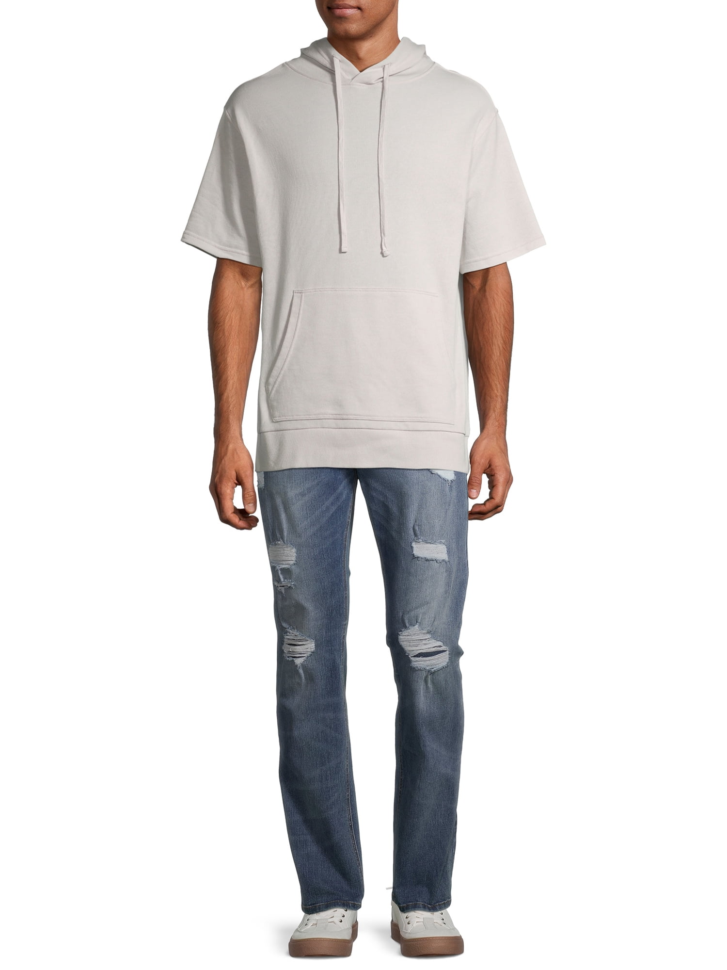 No Boundaries Men’s Pullover Hoodie with Short Sleeves, Sizes XS-5XL