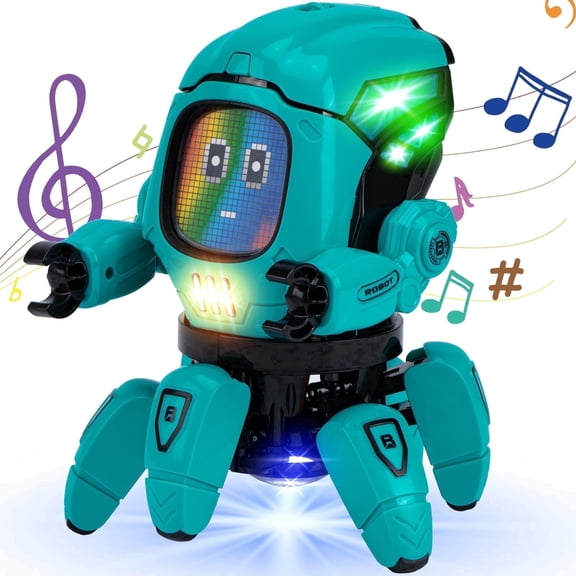 Lvelia Robot Toy for Kids,Electronic Walking Dancing Interactive Robot Toys with Flashing Lights and Music for Age 3-8 Year Old Boys Girls Toddler Infant Birthday Gift,Green