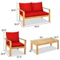 thumbnail image 2 of Gymax Ensemble de Meubles de Conversation en Bois d'Acacia pour Patio 4 Pcs avec Coussins Rouges, 2 of 7