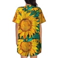 thumbnail image 6 of Uemuo Vibrant Sunflower Painting Pattern Women's Short-Sleeved Pajama, Button-Front Loungewear, 2-Piece Summer Sleepwear, Elastic Drawstring Shorts-Large, 6 of 7