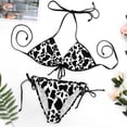 thumbnail image 2 of NICKSUN Women's Halter Padded Top Tie Side Bottom Swimsuit Cow Print 2 Piece Plus Size Bikini Bathing Suits, 2 of 5