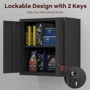 Marcree Metal Wall Cabinets for Garage, Garage Cabinets Wall Mount, Steel Floating Hanging Storage Cabinet with Doors and Adjustable Shelf for Utility Room, Black