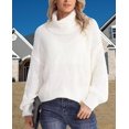 thumbnail image 5 of Women's Fall Oversized Pullover Sweaters Casual High Neck Long Sleeve Tops Winter Clothing, 5 of 12
