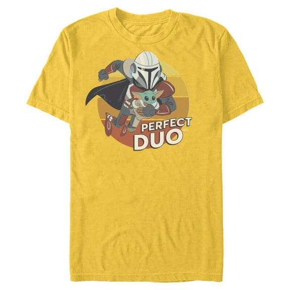 Star Wars The Mandalorian Mando and Grogu Perfect Duo - Short Sleeve Blended T-Shirt for Adults - Customized-Yellow