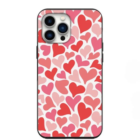 Cute Valentine's Day Pink and Red Hearts Design Phone Case with iPhone 17 to 11 Pro Max