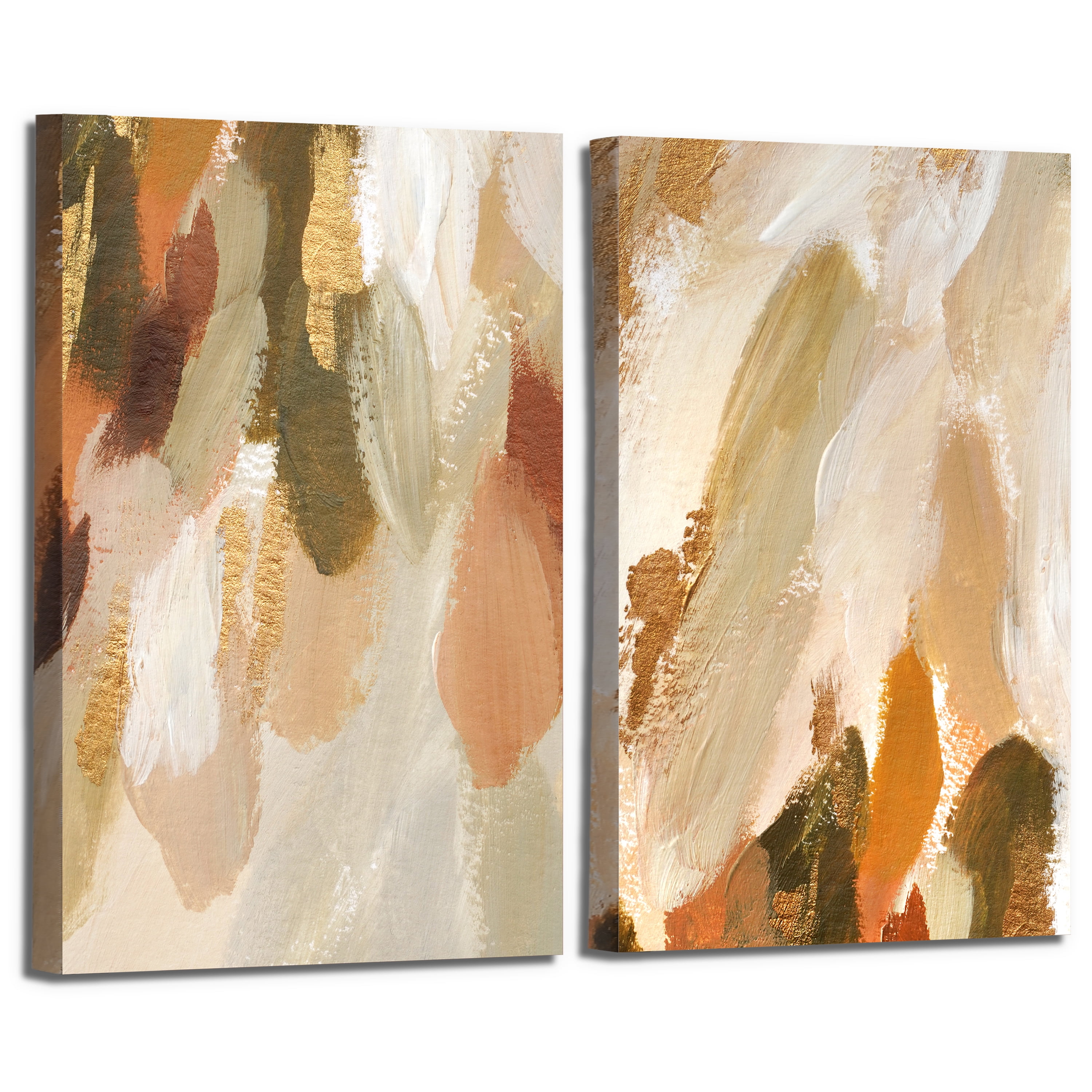 set Of 2) 24 X 30 Earth Abstract Framed Canvases Brown