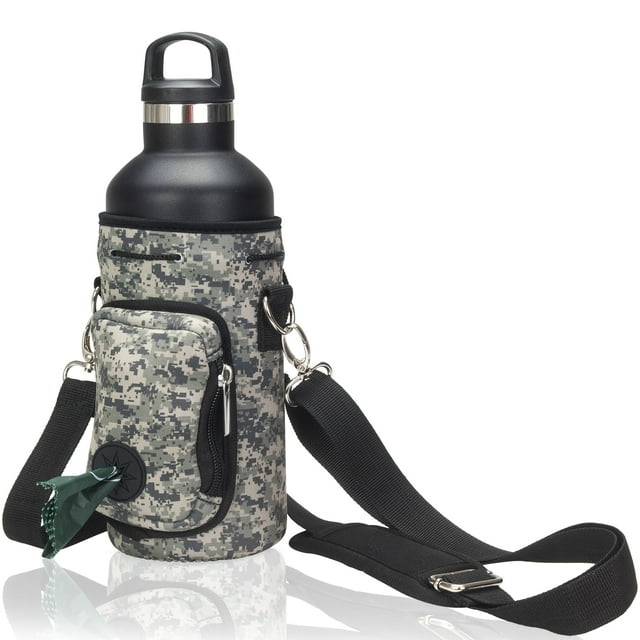 Made Easy Kit Porte-Bouteille d'Eau avec Poche pour Sacs à Déchets de Chien et Bandoulière Rembourrée Réglable