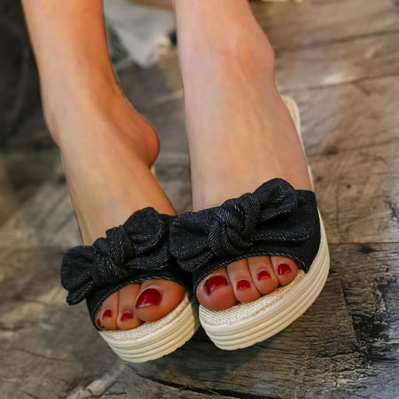 

〖Yilirongyumm〗 Black 41 Slippers For Women Wedge Women s Ladies Slippers Casual Festival Fashion Platform Women s Slipper