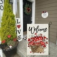 thumbnail image 4 of Drapeau de Jardin de la Saint-Valentin 12x18 Pouces Double Face pour Extérieur Petit Toile de Bienvenue Cœurs Rouges Eucalyptus Décoration de Jardin de Vacances, 4 of 6
