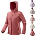 thumbnail image 6 of Lovskoo Women's Rain Jacket Technical Fleece Lined Casual Waterproof Windbreaker Trendy Outdoor Hiking Hooded Charge Coat Hot Pink, 6 of 6