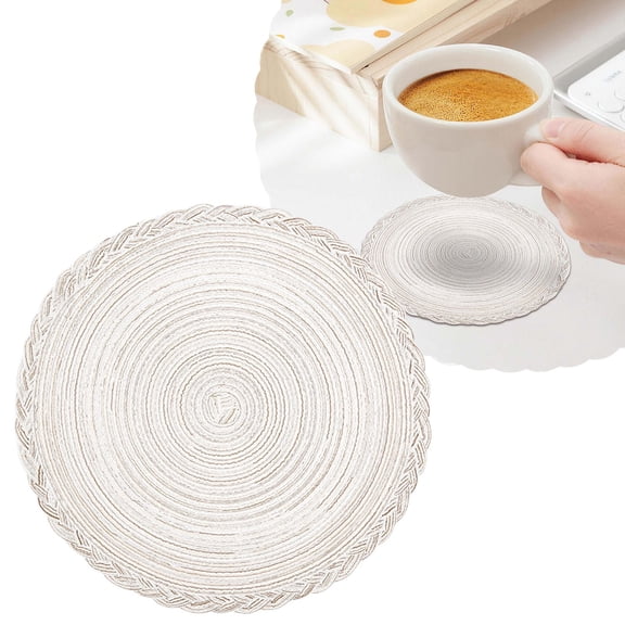 18cm White Lace Cotton Placemat Hollow Woven Coaster & Pot Holder, Heat Resistant Anti-Scald Mat for Dining Table, Kitchen (1 Pc)