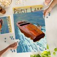 thumbnail image 4 of Lantern Press 1000 Piece Jigsaw Puzzle, Priest Lake, Idaho, Wooden Boat, 4 of 5